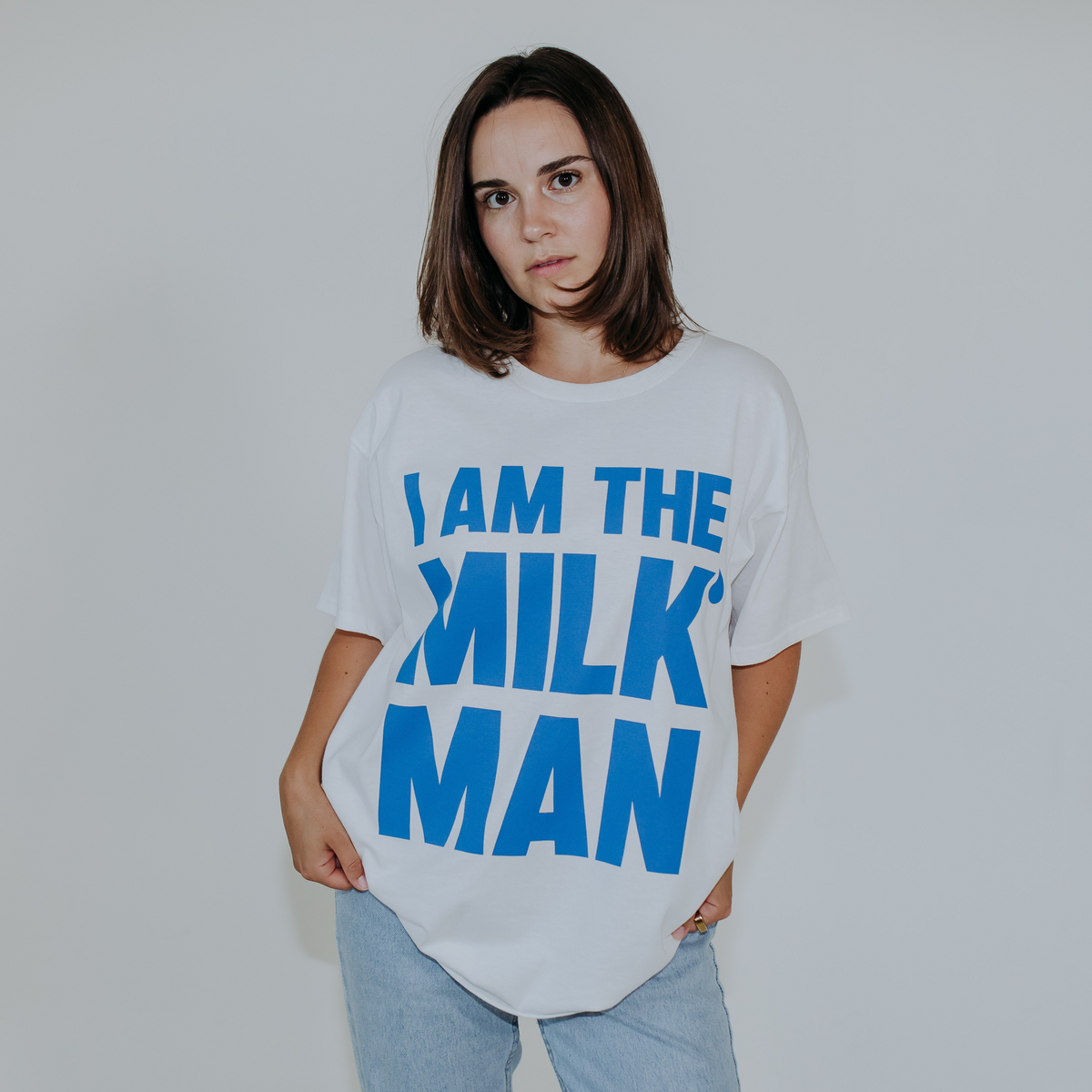 Milk Man - Don't Care Tee — The Little Milk Bar Milk Man - Don't Care Tee — The Little Milk Bar