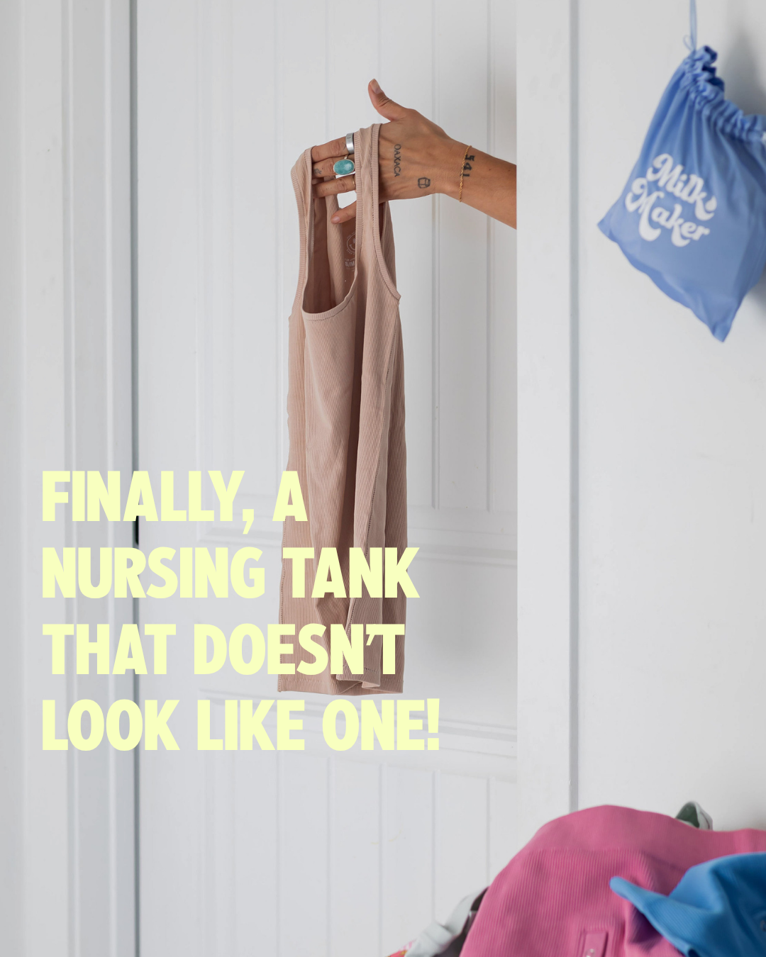 he Frankie Tank, a stylish ribbed nursing tank that doesn't look like a nursing tank