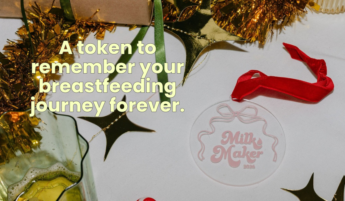 2026 Milk Maker Christmas ornament for breastfeeding moms, frosted acrylic keepsake with red ribbon by The Little Milk Bar