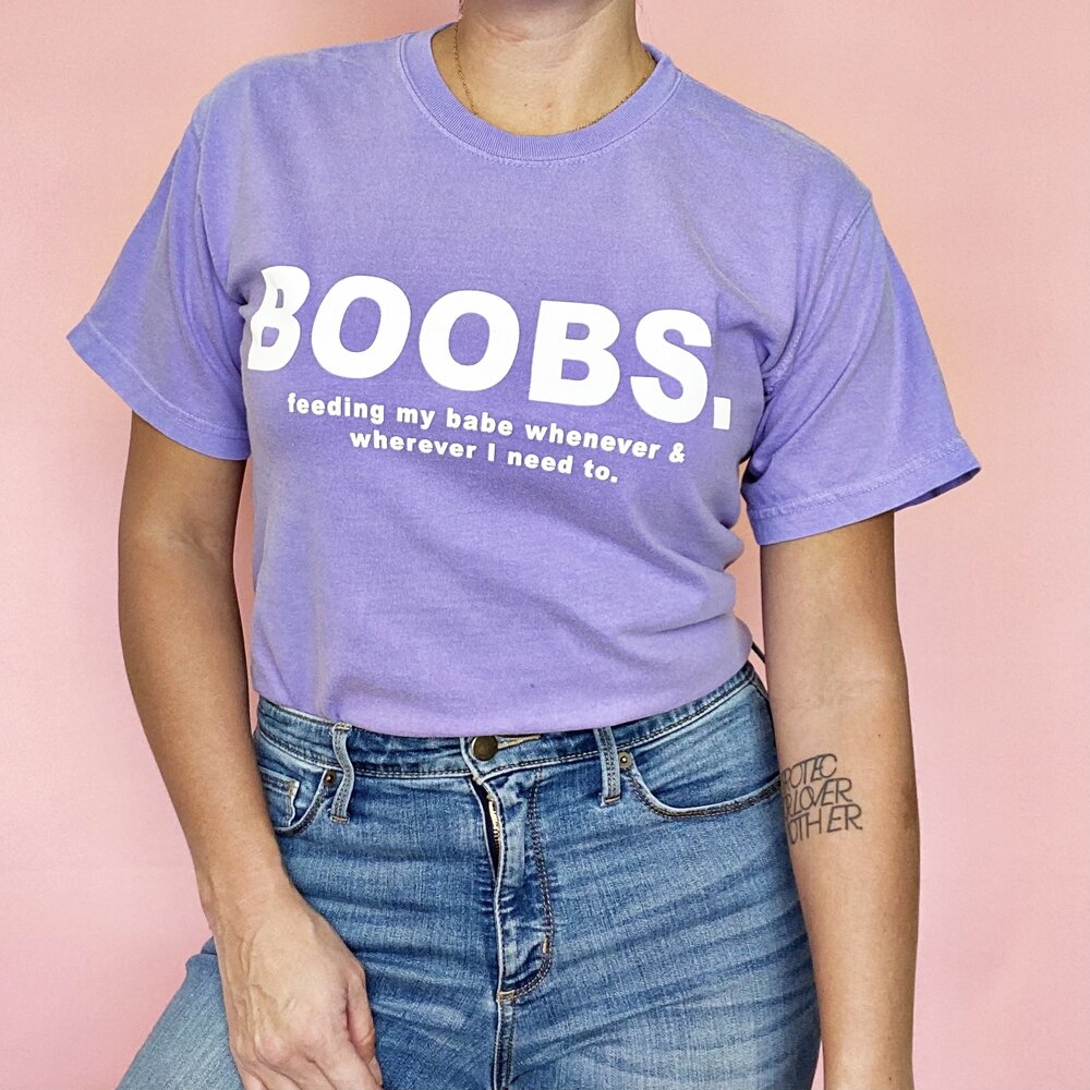 Boobs. Purple Tee