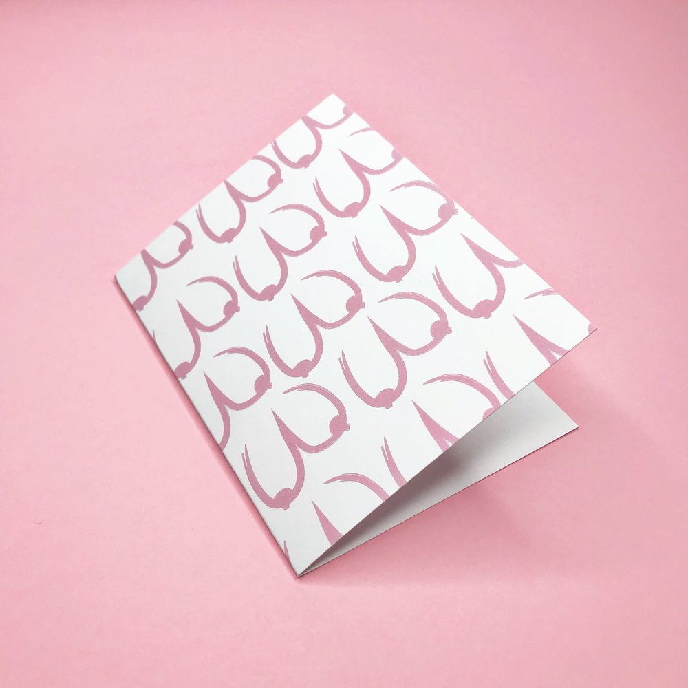 Pink Boobs Greeting Card