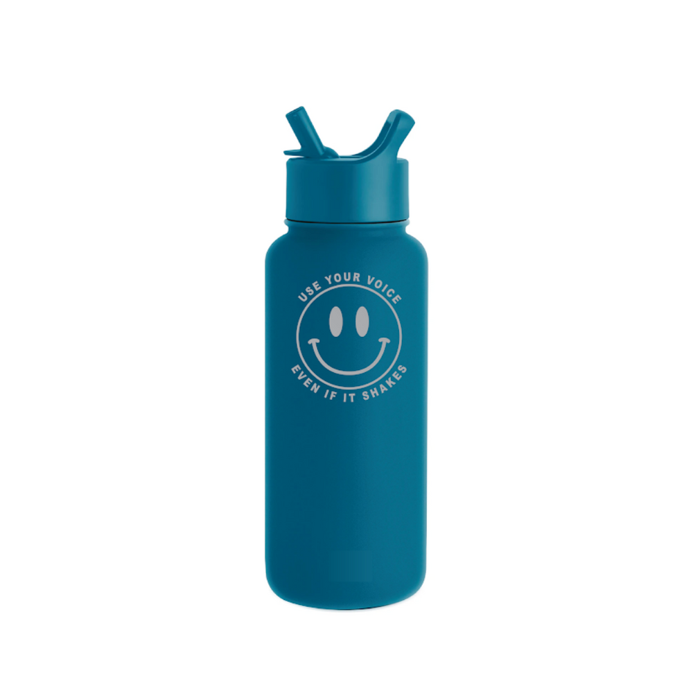 Use Your Voice Even If It Shakes 32 oz Water Bottle - Mykonos